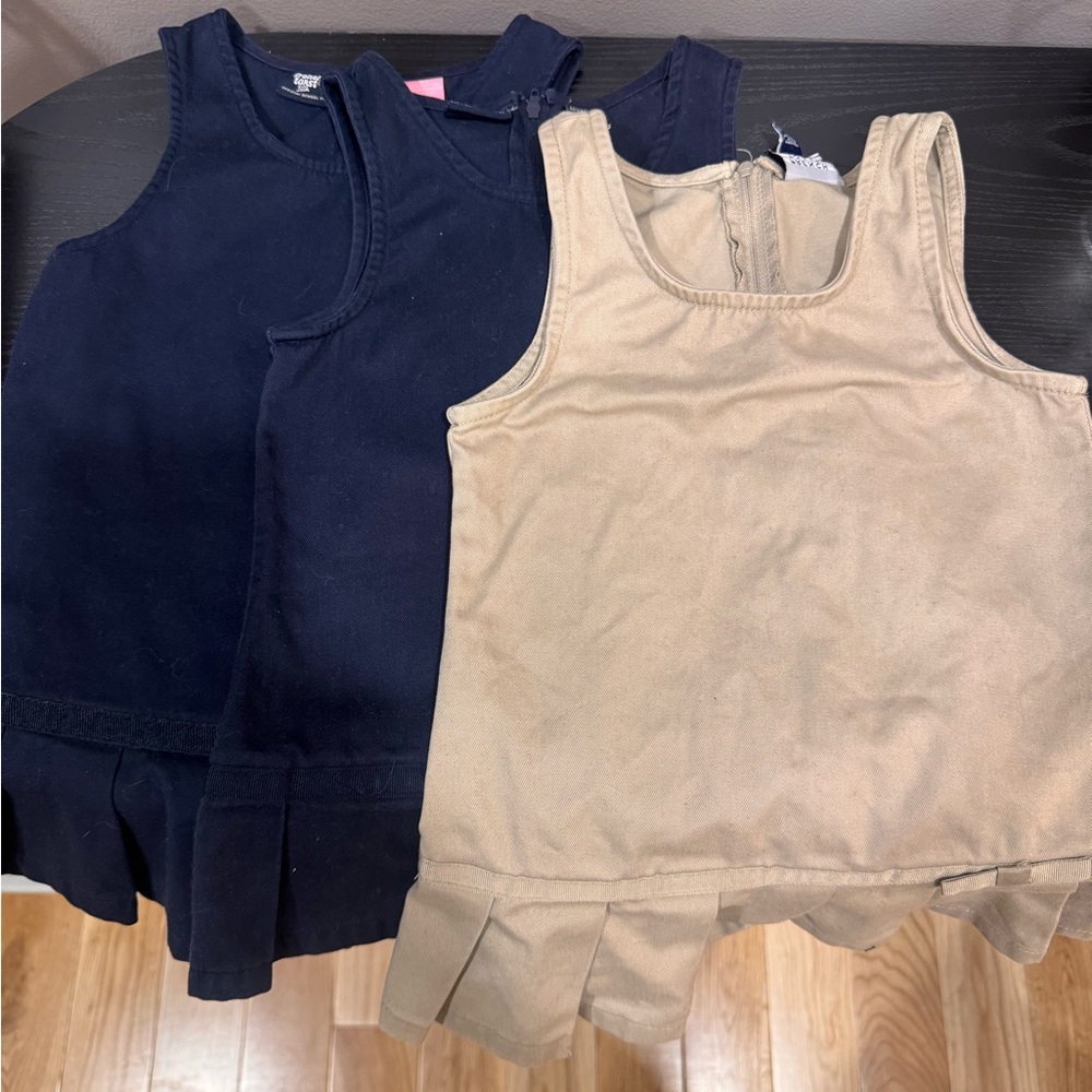 French Toast Navy and Tan Kids Casual Dresses